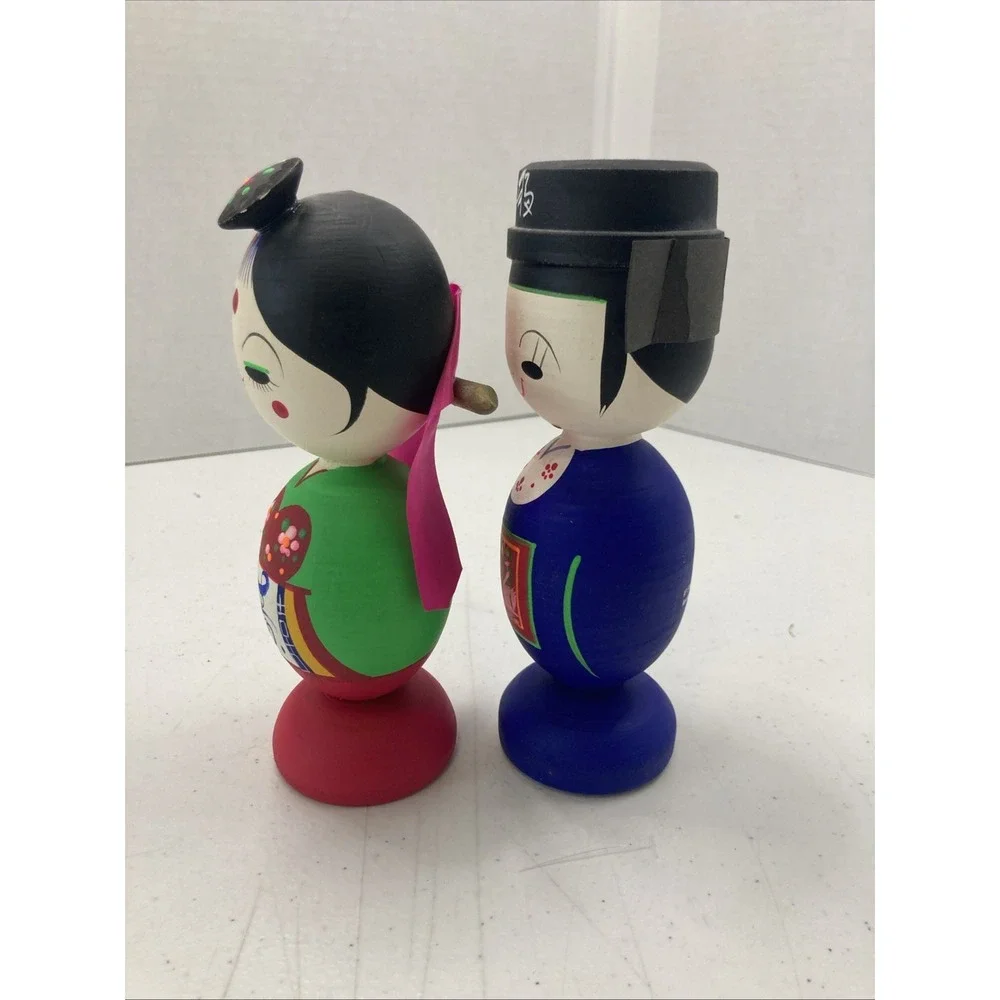 Korean Wooden Kokeshi Dolls Asian Souvenir Folk Wedding‎ 7